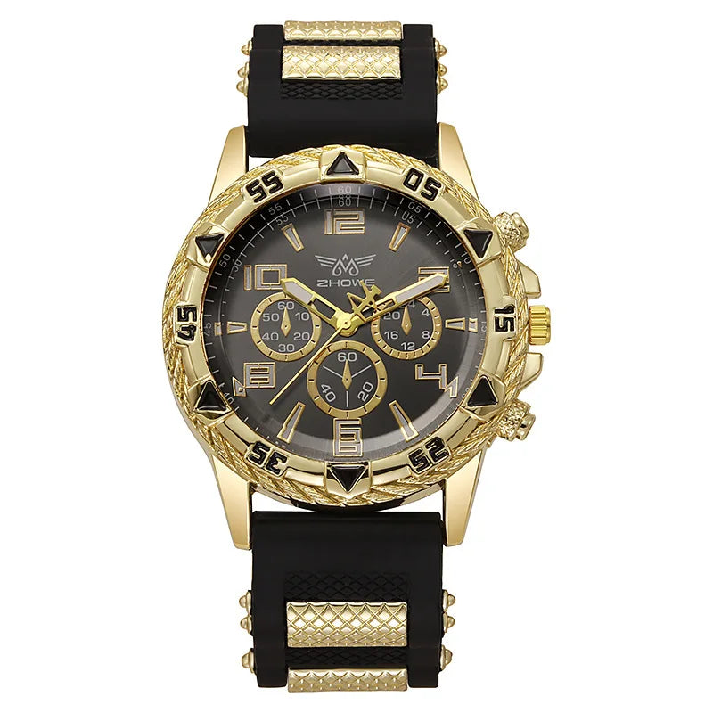 Stijlvol Heren Quartz Horloge - Luxe Stalen & Siliconen Band, Shockbestendig-Novormo