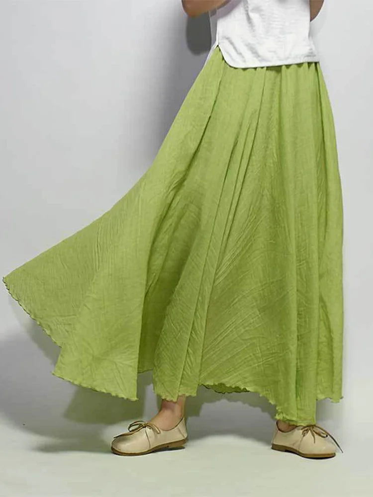 High Waist Linen Maxi Skirt for Women