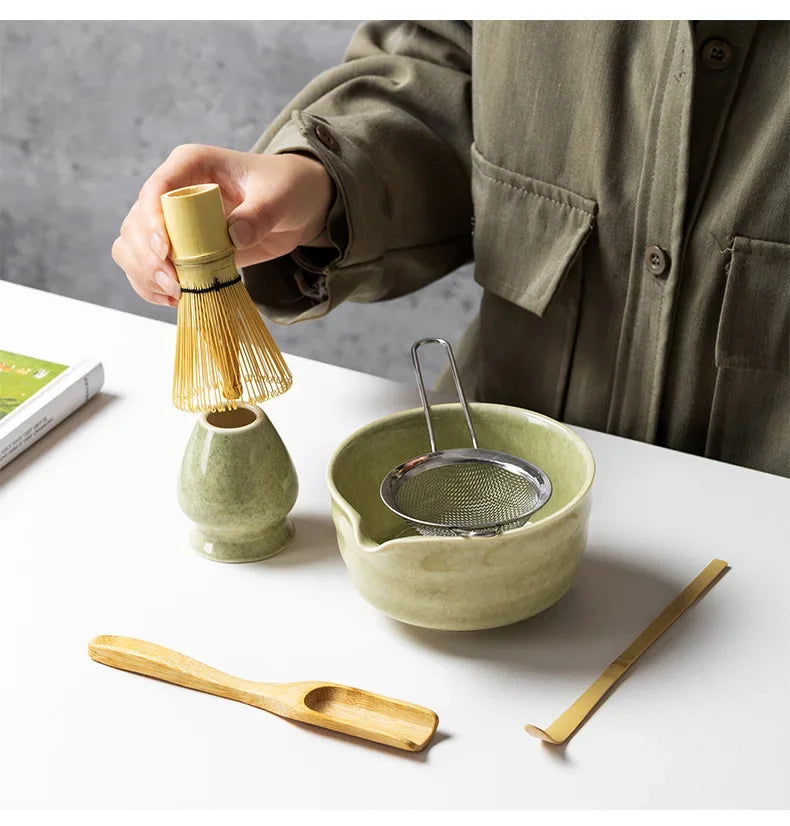 Matcha Complete Tea Set 6-Piece – Bowl, Bamboo Whisk, Spoon &amp; Accessories