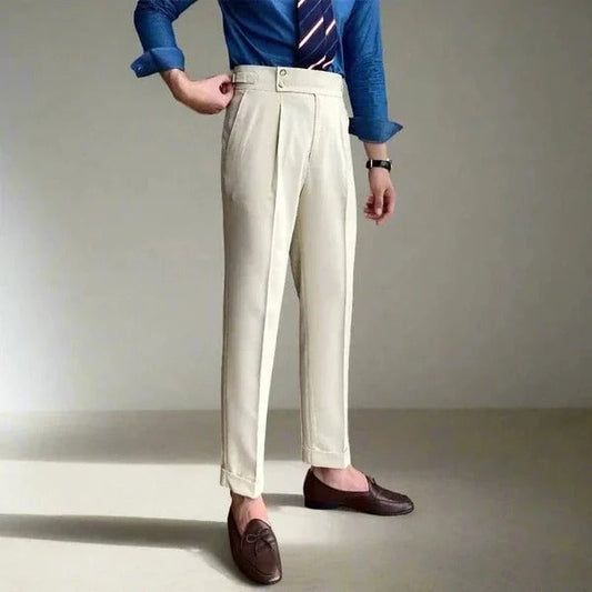 Elegant Italian Men's Trousers with Double Buttons