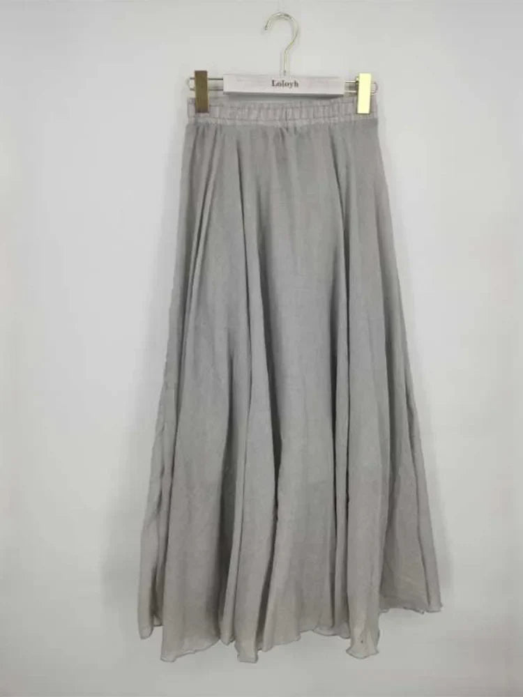 High Waist Linen Maxi Skirt for Women