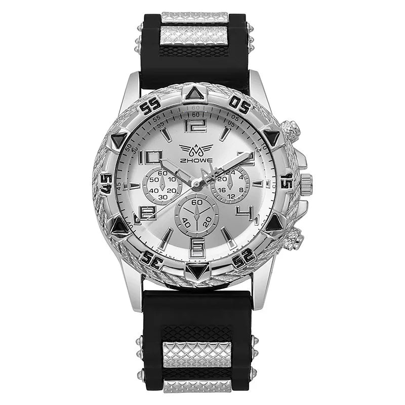 Stijlvol Heren Quartz Horloge - Luxe Stalen & Siliconen Band, Shockbestendig-Novormo
