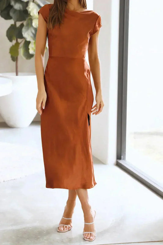 Elegant Satin-Look Dress for Weddings &amp; Evening Events