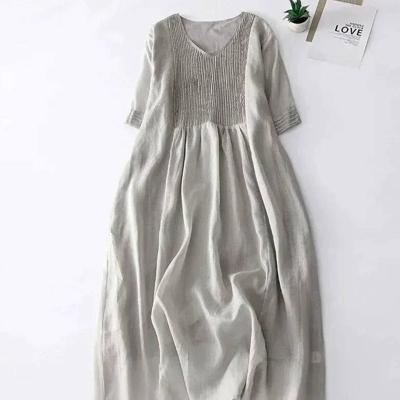 Serene Maxi Dress with Pleats and Soft Colors for Women