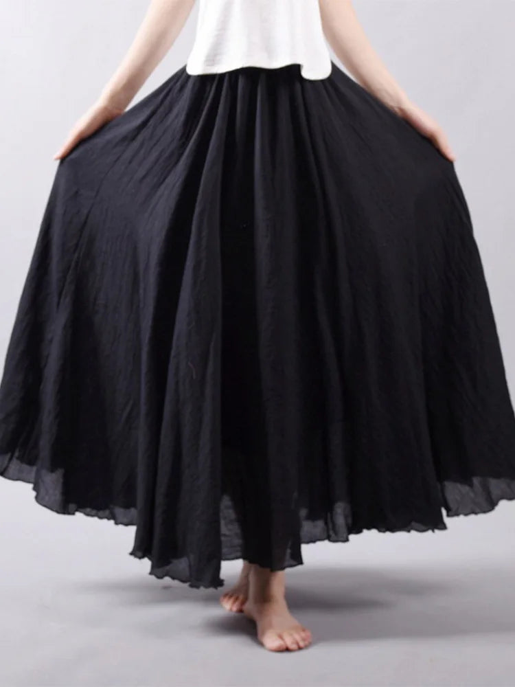 High Waist Linen Maxi Skirt for Women
