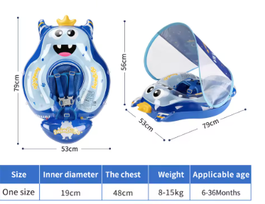 Baby Swim Trainer with Sunshade – Inflatable &amp; Safe Swimming