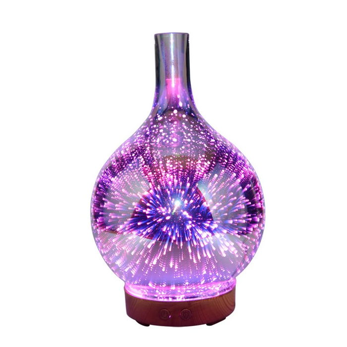 3D Glass Vase Aroma Diffuser with LED Lighting – Essential Oil Diffuser
