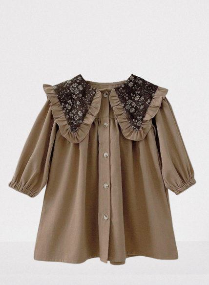 Children's Dress with Floral Accent and Button Closure – Elegant &amp; Playful