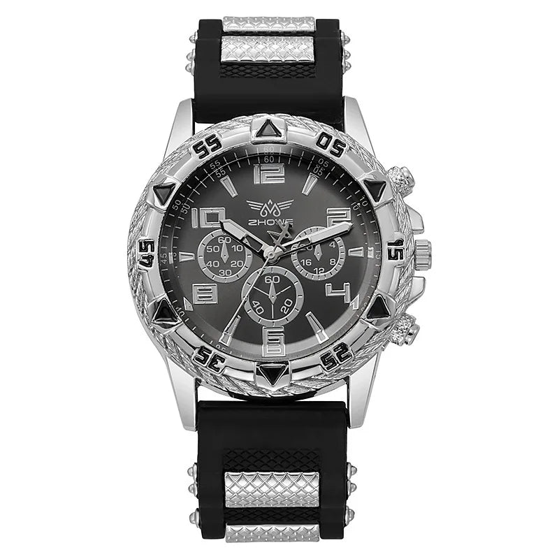 Stijlvol Heren Quartz Horloge - Luxe Stalen & Siliconen Band, Shockbestendig-Novormo