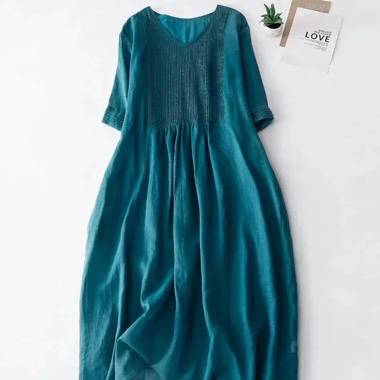 Serene Maxi Dress with Pleats and Soft Colors for Women