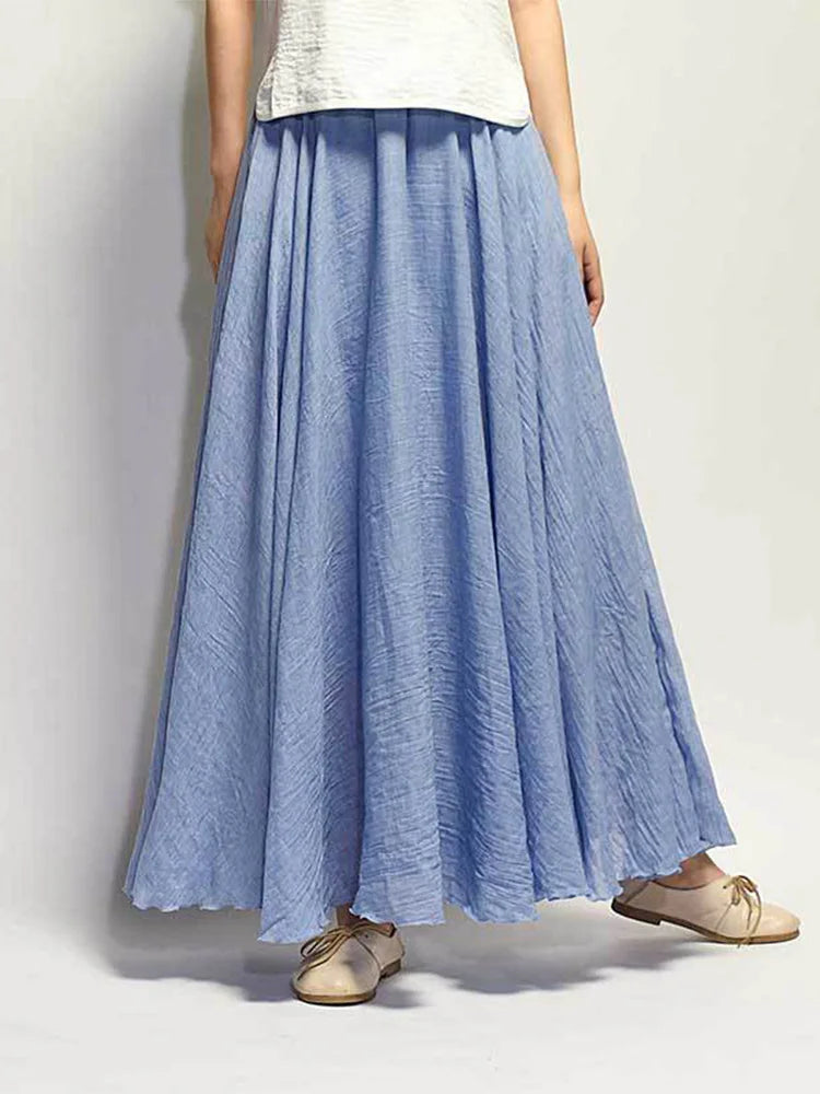 High Waist Linen Maxi Skirt for Women