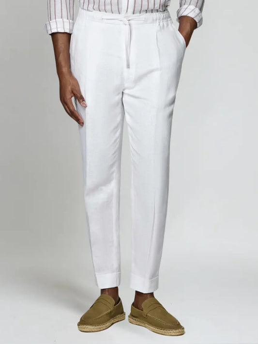 Men's White Linen Trousers – Airy Summer Trousers for Beach &amp; City