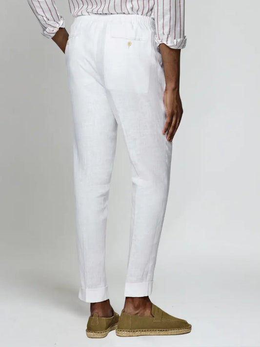 Men's White Linen Trousers – Airy Summer Trousers for Beach &amp; City
