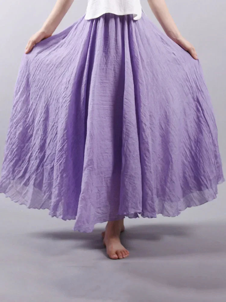 High Waist Linen Maxi Skirt for Women