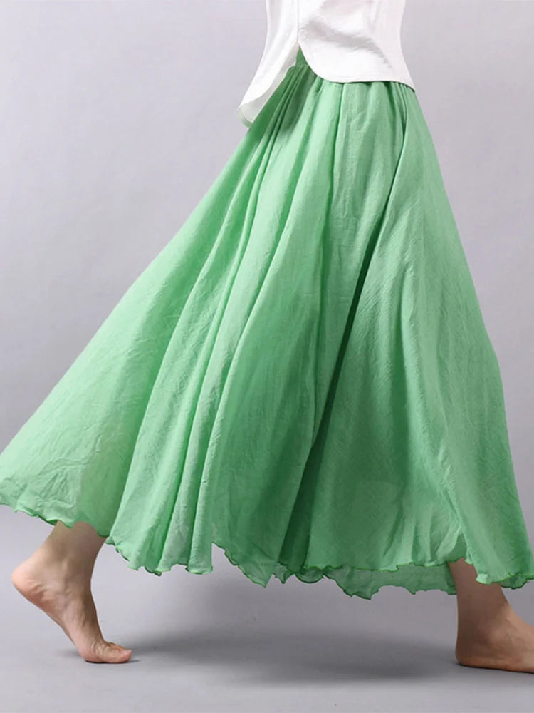 High Waist Linen Maxi Skirt for Women