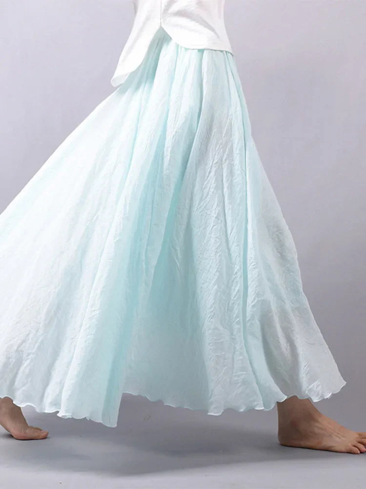 High Waist Linen Maxi Skirt for Women