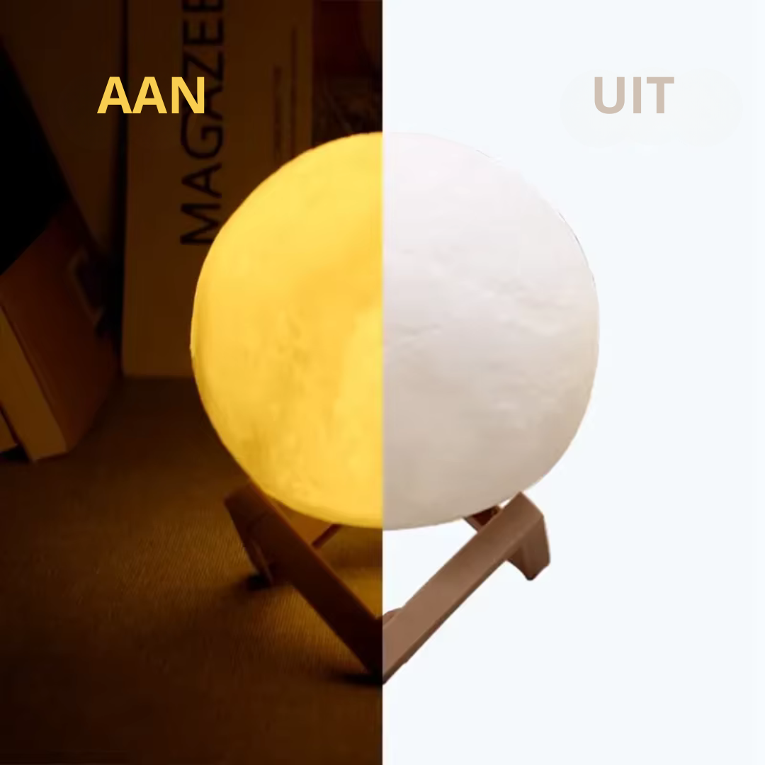 LED Moon Lamp 8 cm with Wooden Tripod – Atmospheric Night Lamp