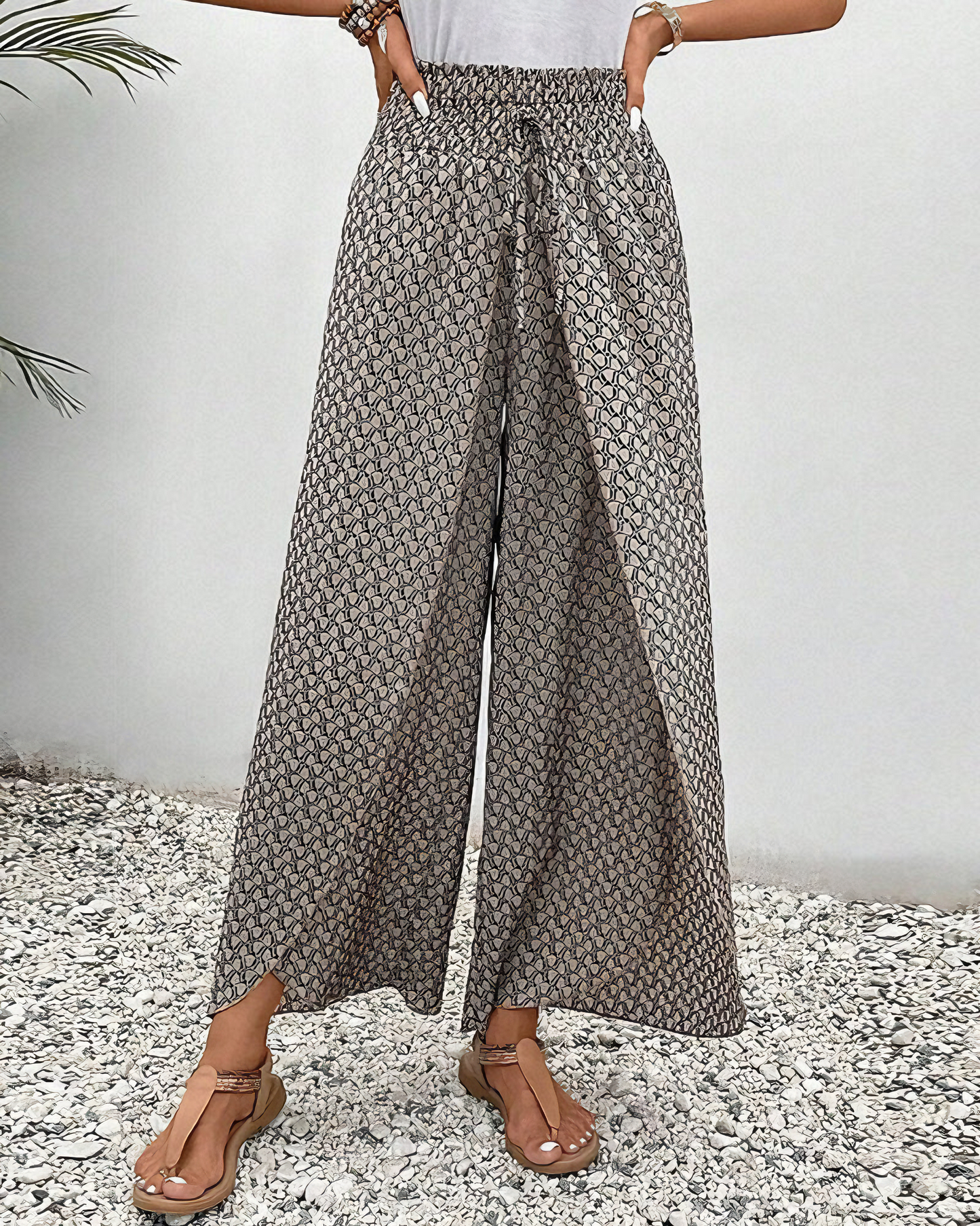 Women’s Flared Pants with Geometric Print