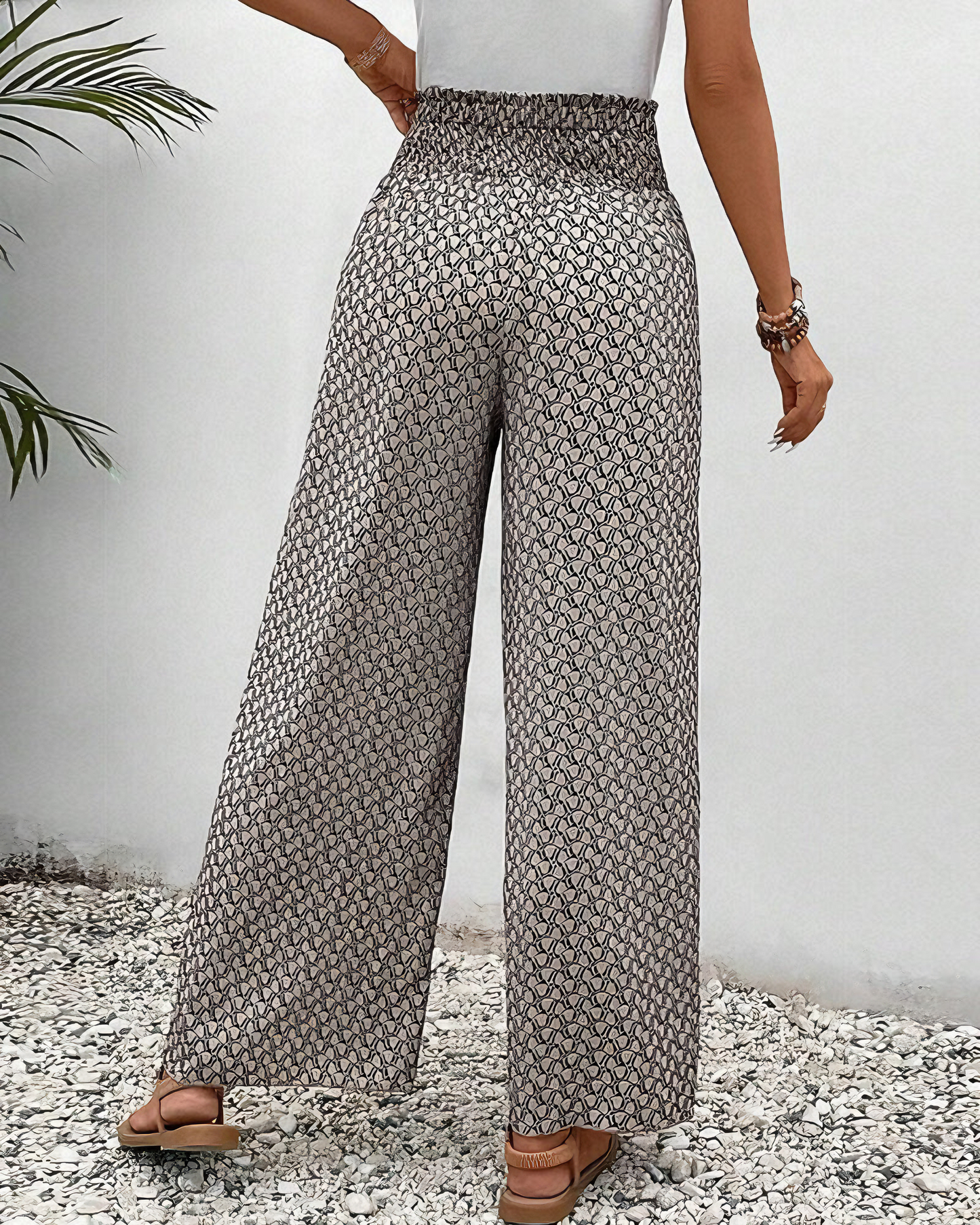 Women’s Flared Pants with Geometric Print