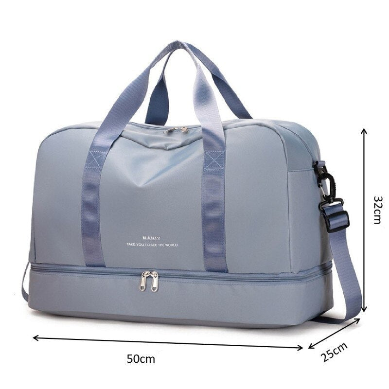 Spacious Duffle Travel Bag with Extra Storage Compartment and Convenient Layout