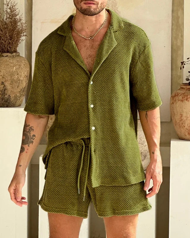 Lightweight Summer Set for Men – Cotton Shirt and Shorts