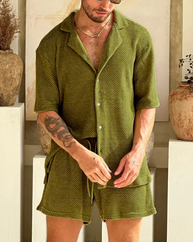 Lightweight Summer Set for Men – Cotton Shirt and Shorts