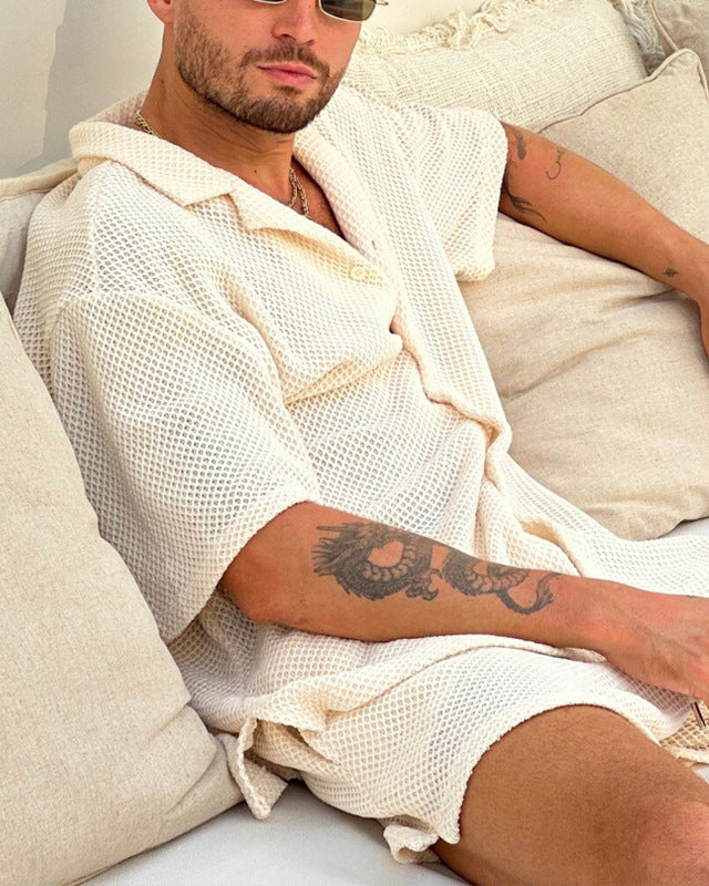 Lightweight Summer Set for Men – Cotton Shirt and Shorts