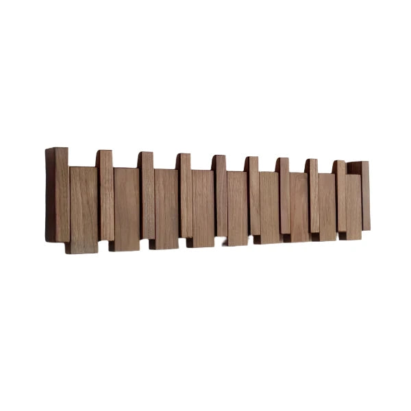 Design Wooden Coat Rack with Magnetic Hooks in Piano Key Style