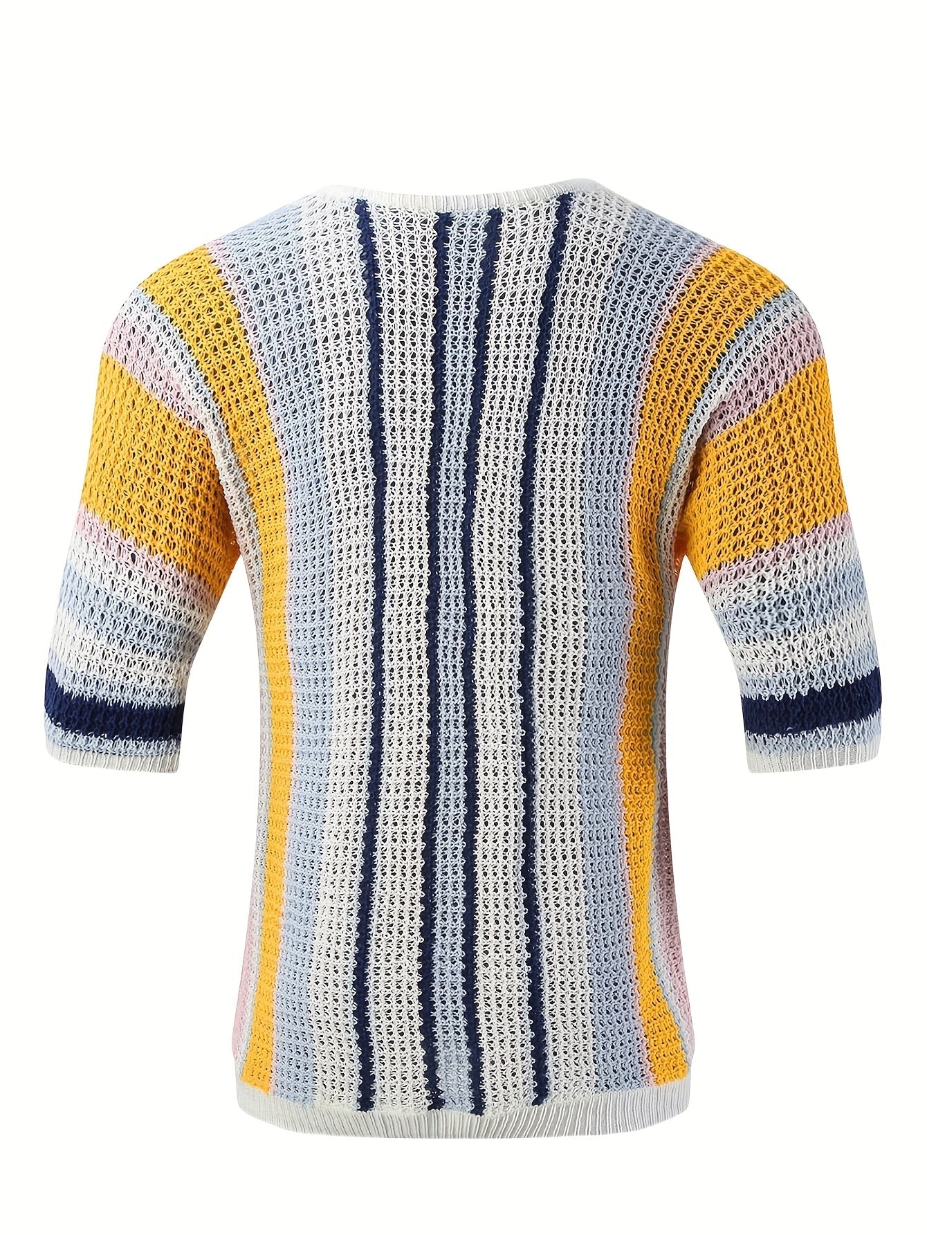 Airy Knitted Men's Sweater with Wide Stripes