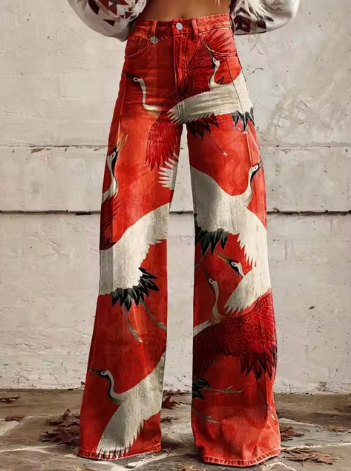 Colorful Women's Wide Leg Trousers with Print Design