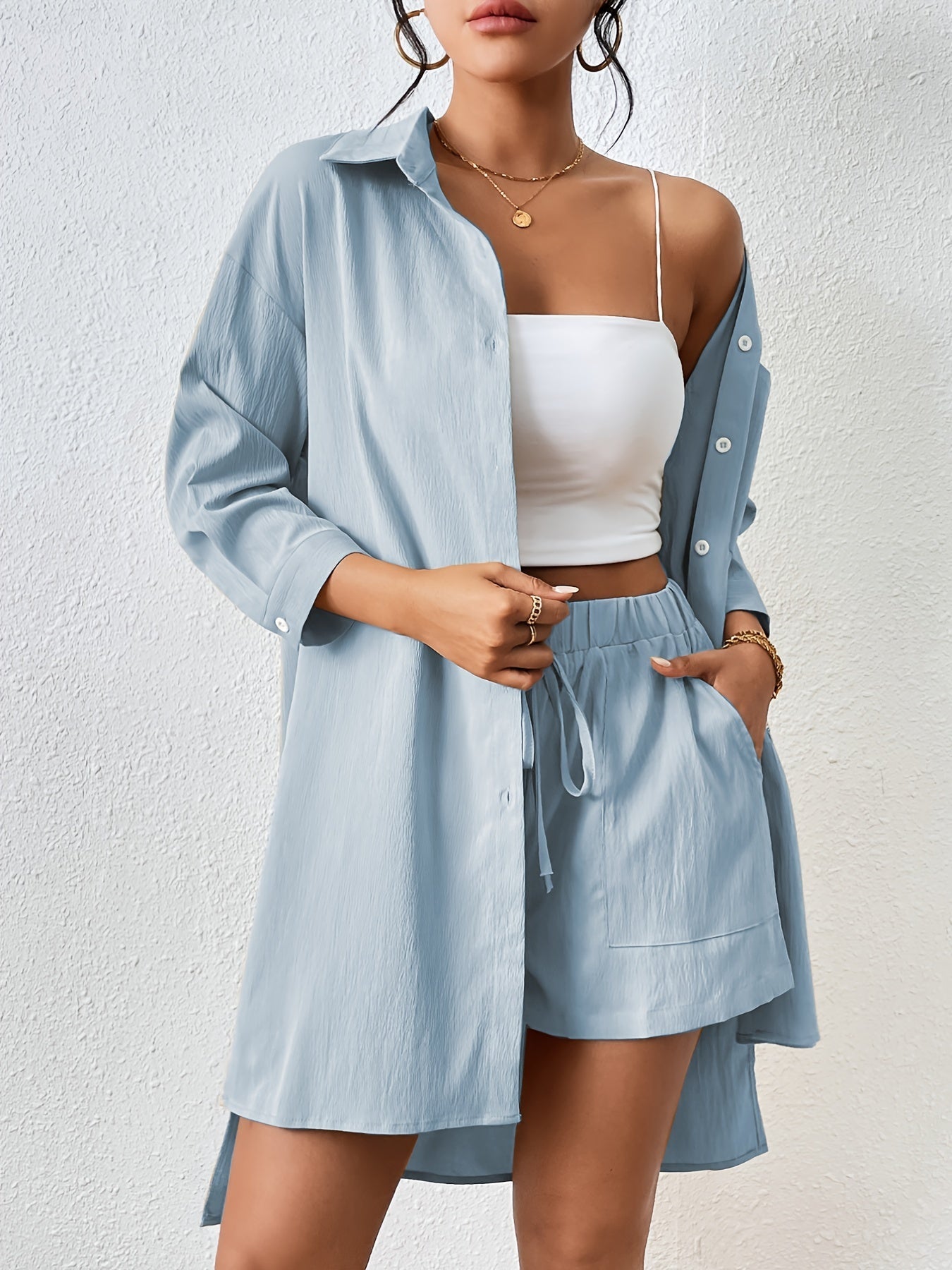 luxurious ladies set with shirt and shorts