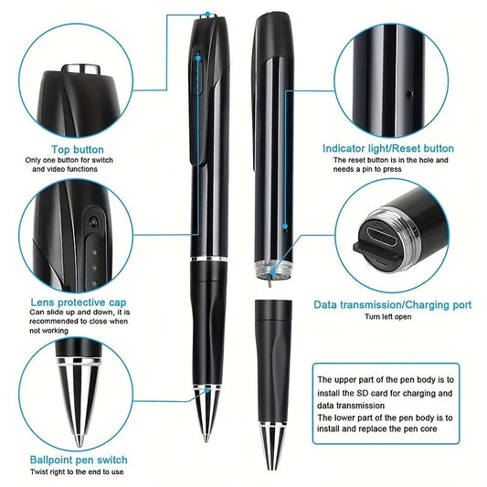 Discreet Mini Camera Pen with 1080p HD recording for on-the-go use