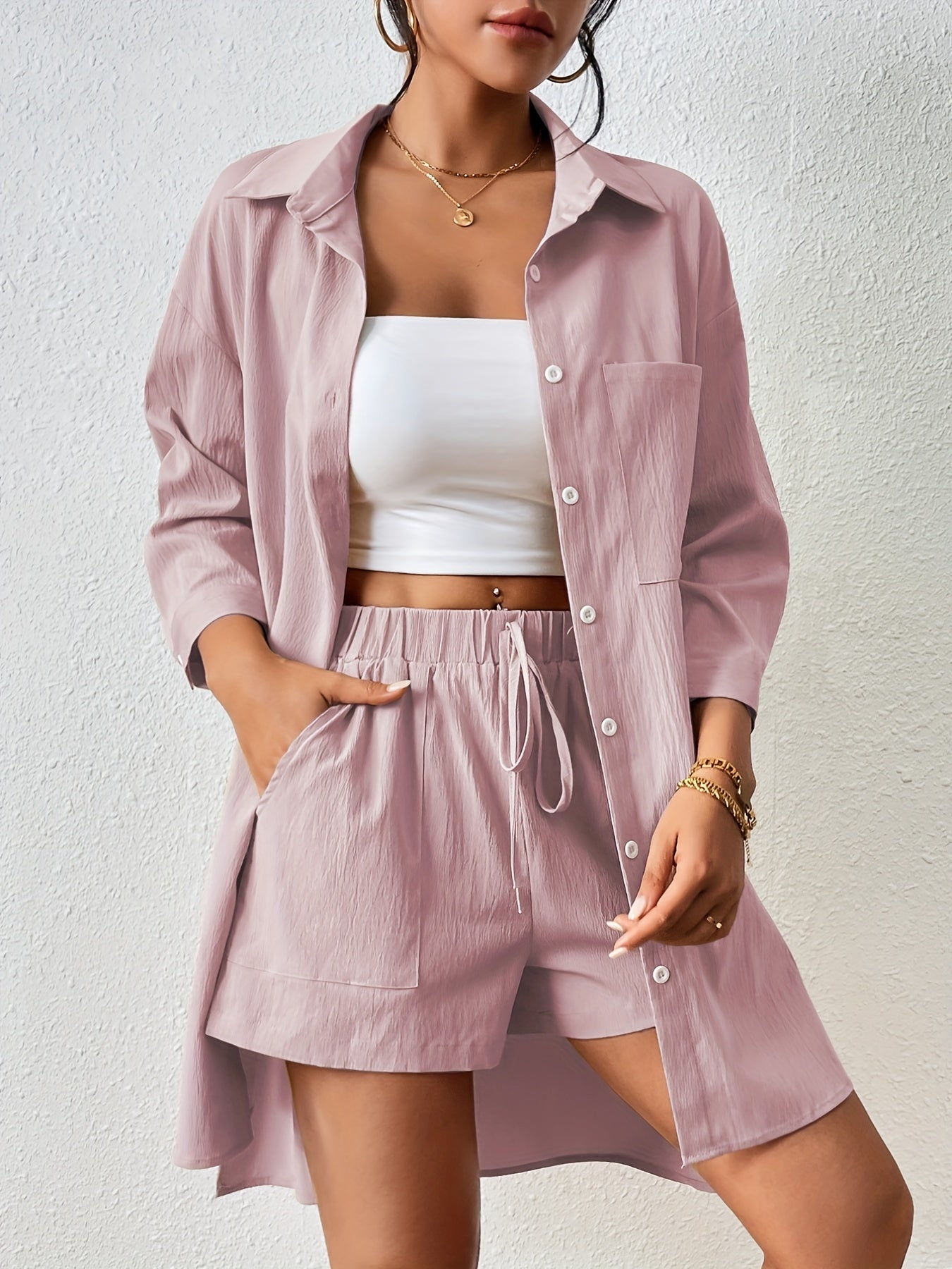 luxurious ladies set with shirt and shorts