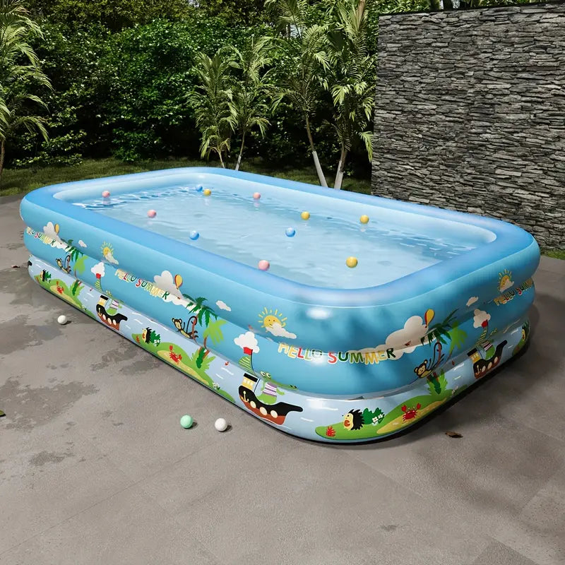 Inflatable Children's Pool with Slide in Circular Design