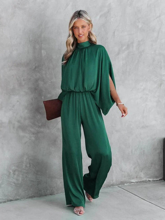 Elegant Women’s Jumpsuit with Cape Sleeves – Lightweight & Perfect for Summer