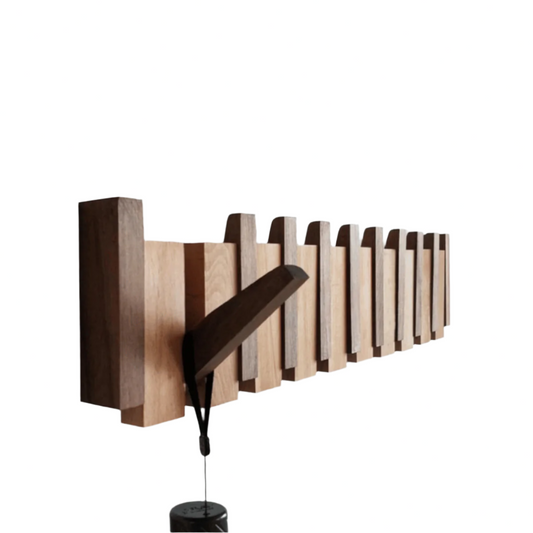 Design Wooden Coat Rack with Magnetic Hooks in Piano Key Style