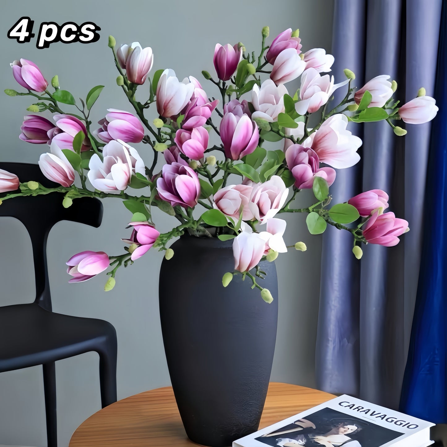 Elegant Silk Magnolia Flowers Set of 4 – 68 cm