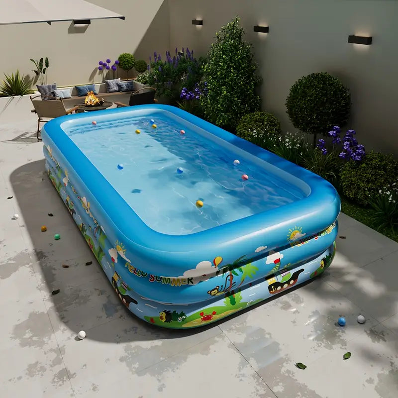 Inflatable Children's Pool with Slide in Circular Design