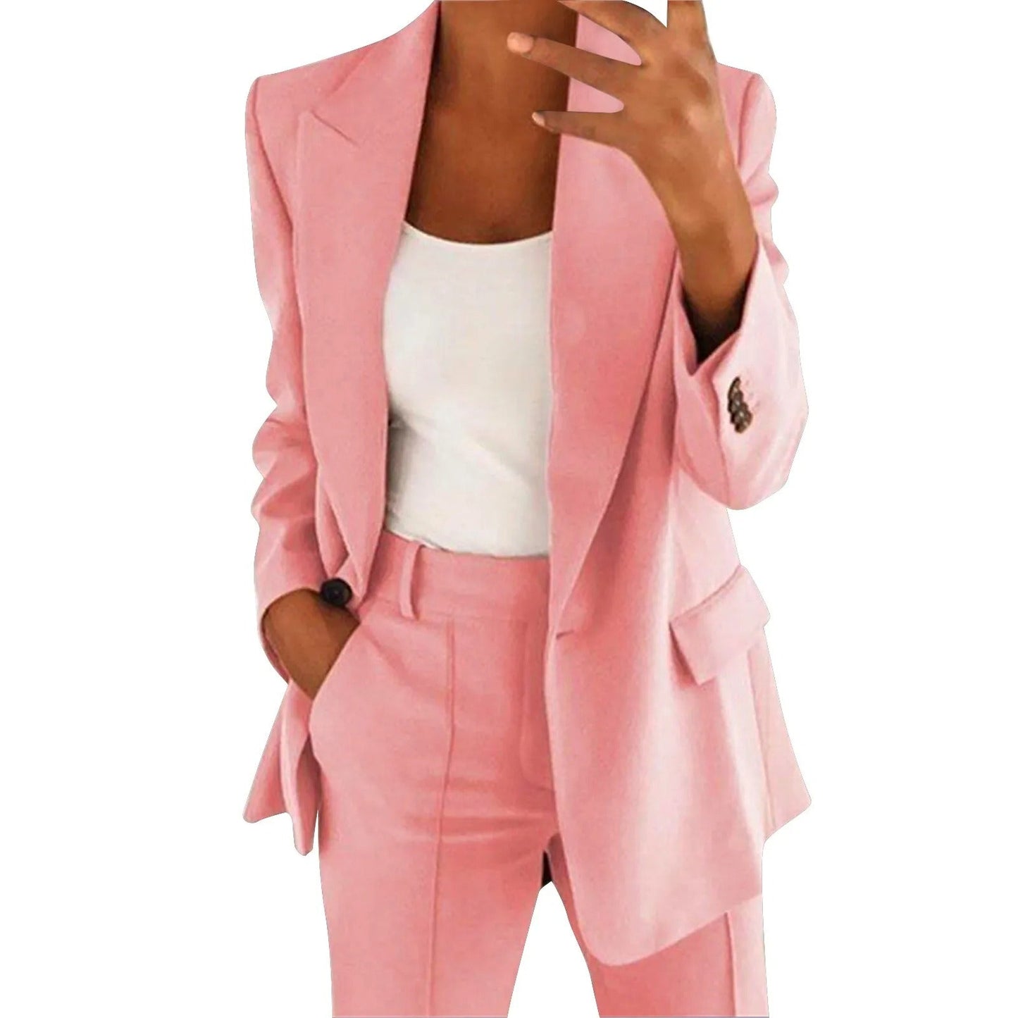 Elegant women's set with blazer and trousers – plain and stylish