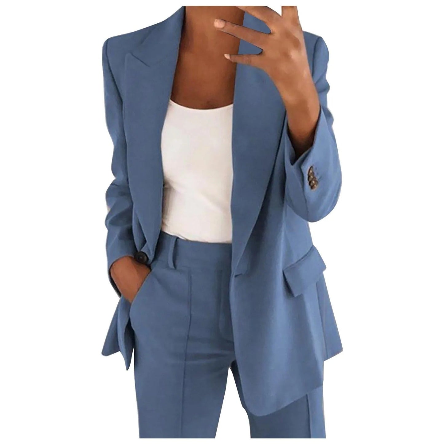 Elegant women's set with blazer and trousers – plain and stylish