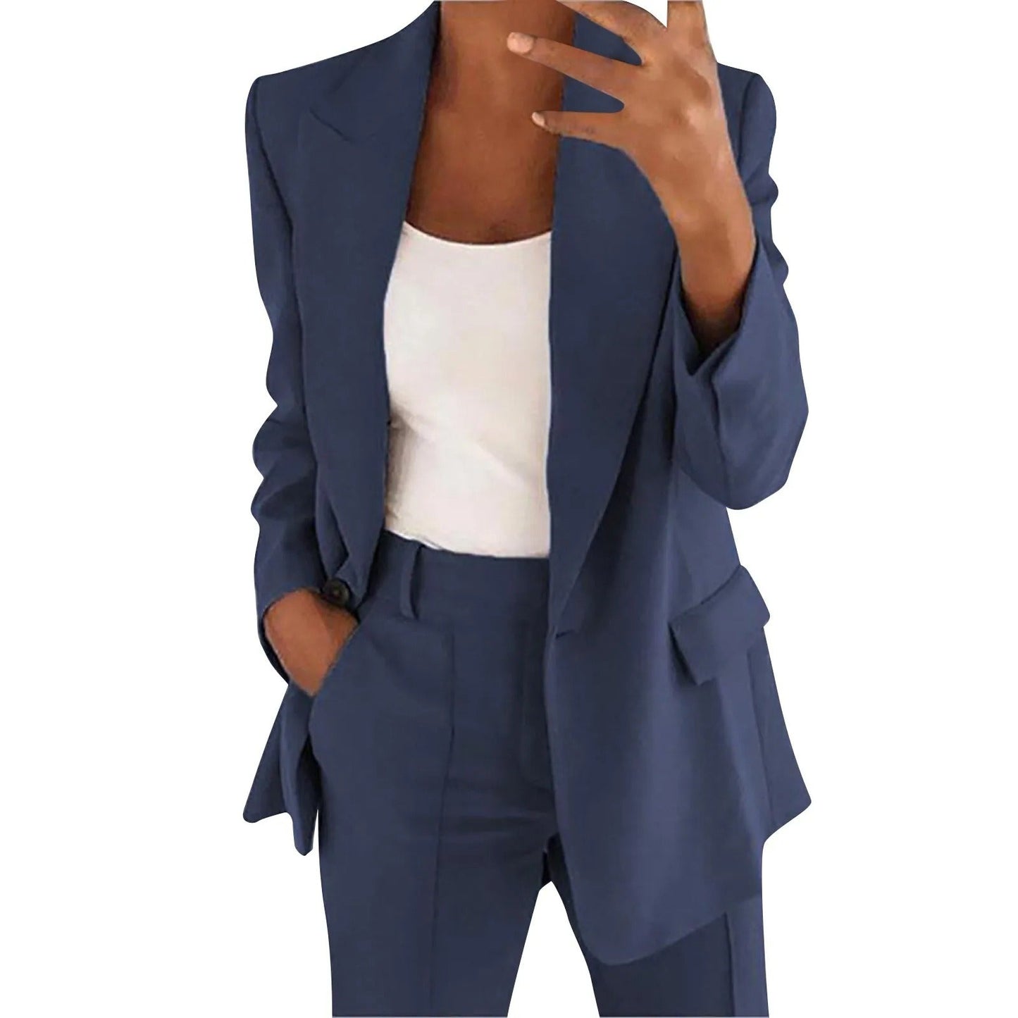 Elegant women's set with blazer and trousers – plain and stylish