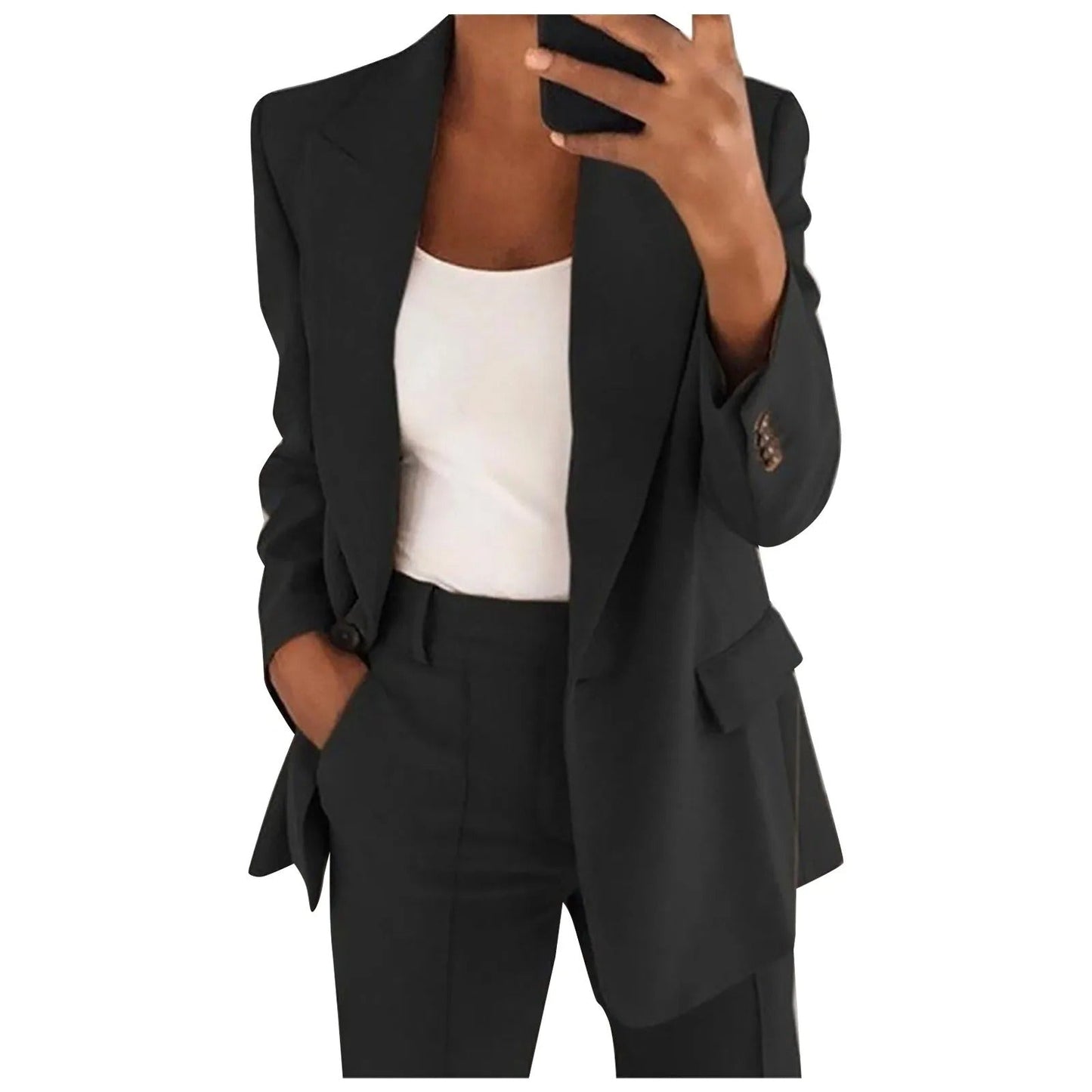 Elegant women's set with blazer and trousers – plain and stylish