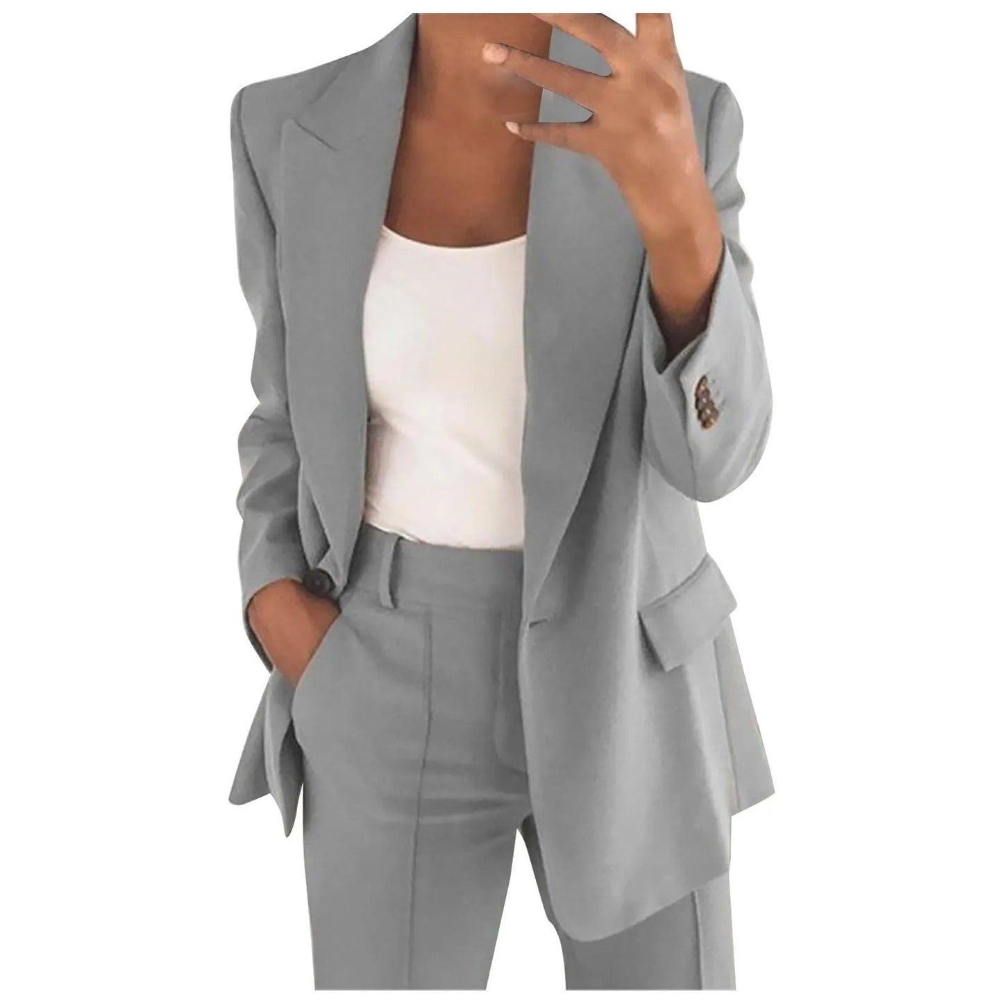 Elegant women's set with blazer and trousers – plain and stylish