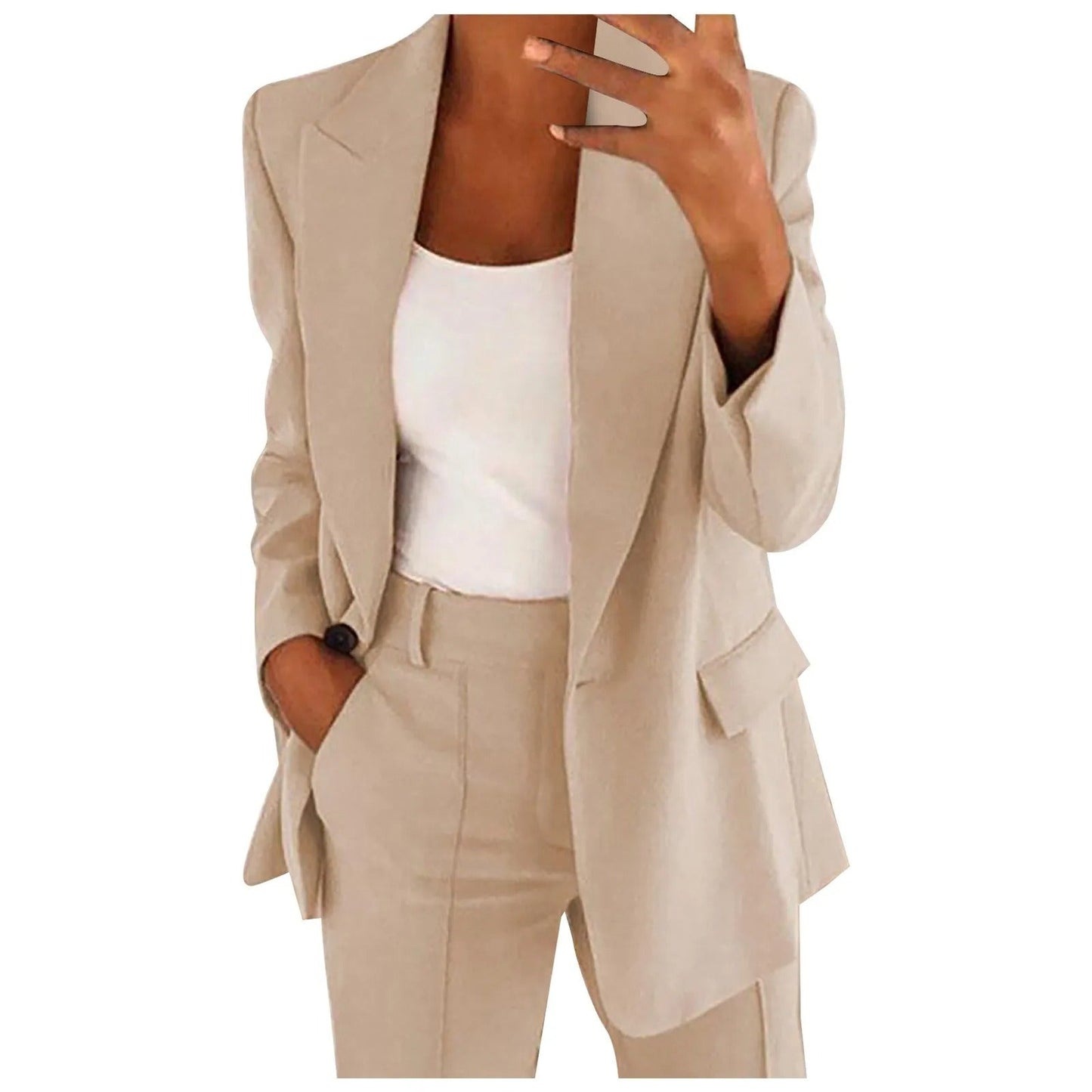 Elegant women's set with blazer and trousers – plain and stylish