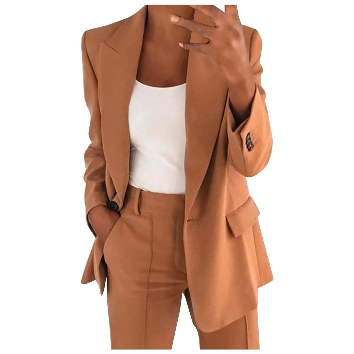 Elegant women's set with blazer and trousers – plain and stylish