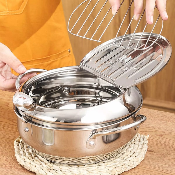 Stainless Steel Deep Fryer with Thermometer