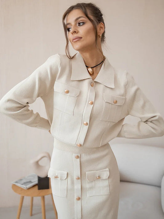 Elegant Women's Blazer and Skirt Set – Chic &amp; Timeless