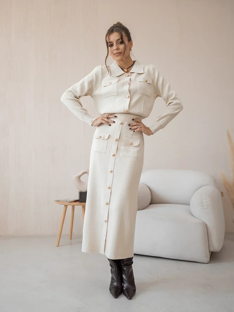 Elegant Women's Blazer and Skirt Set – Chic &amp; Timeless