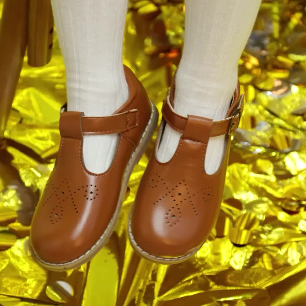 Vintage Flat Girls' Shoes with Non-Slip Sole – Comfortable &amp; Casual