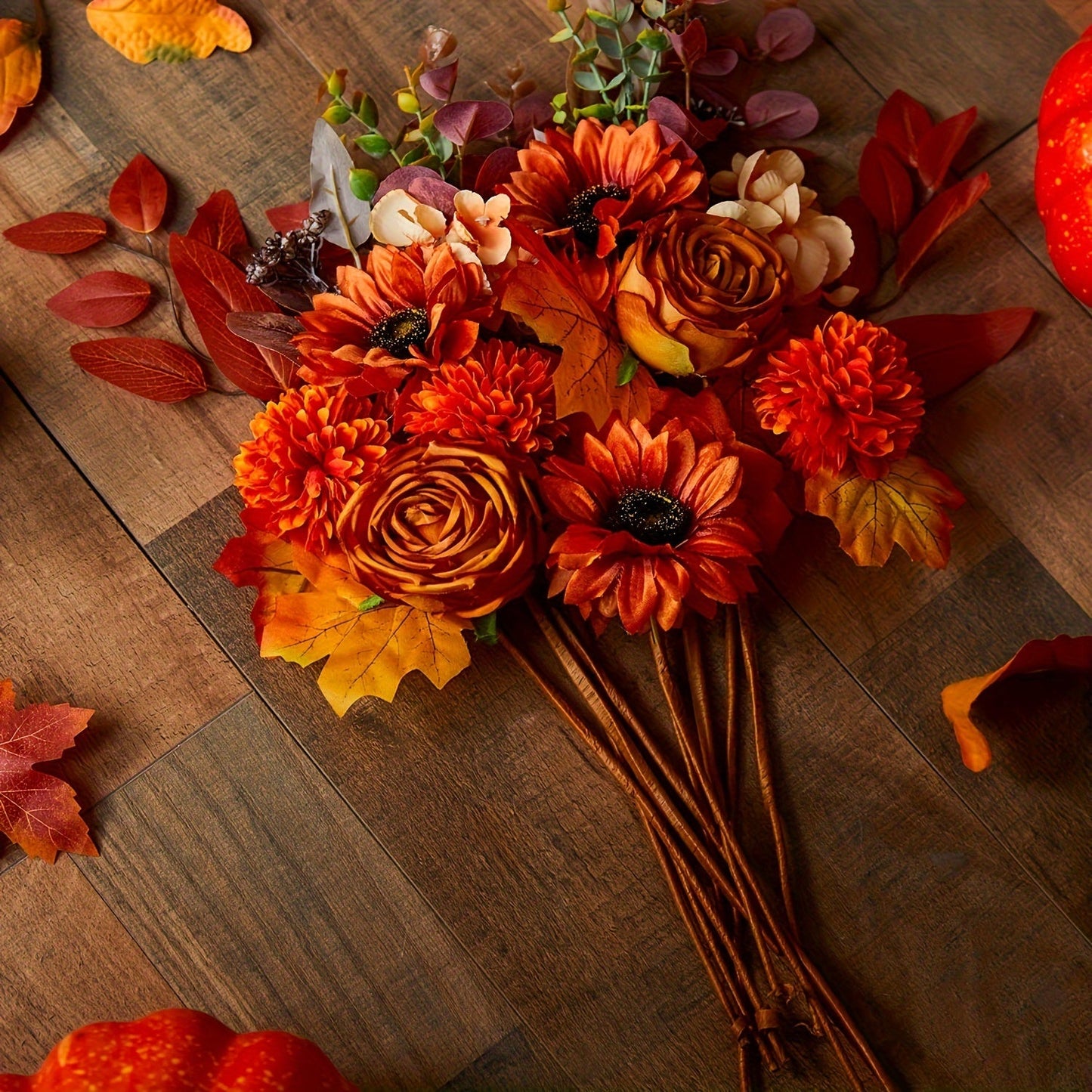 Vintage Artificial Flower Bouquet 60cm – 5-Piece Atmospheric Set